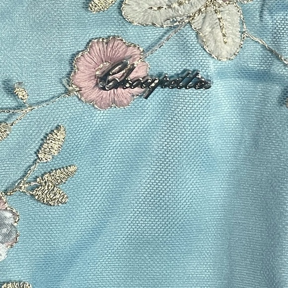 Choupette Girls Blue Pink Floral Embroidered Dress 92/56 (18-24M) Fancy Party - Picture 2 of 9